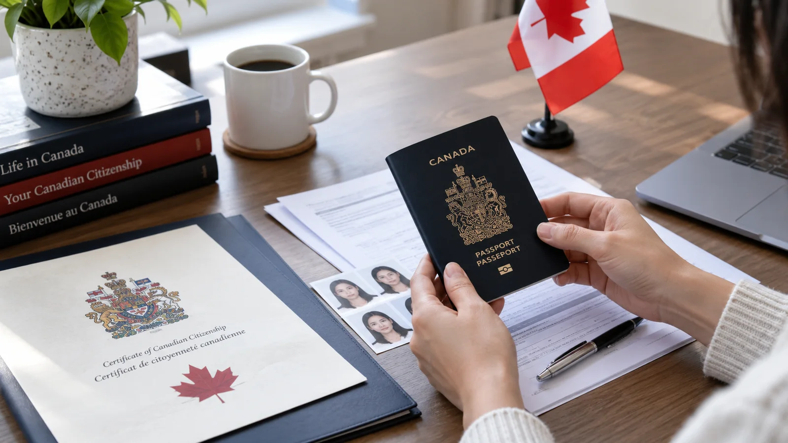 Canadian passport and citizenship documents representing citizenship and permanent resident document services